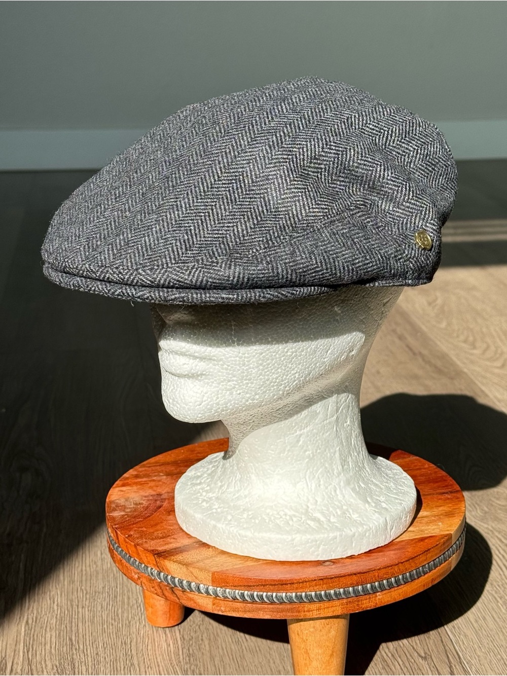 Voboom Wool Blend Herringbone Flat Cap Gray Ivy Newsboy Hat 58cm